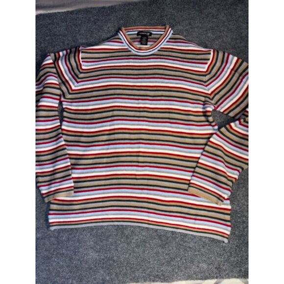 Kenneth Cole Sweater Mens‎ Large Multi Striped Long Sleeve Crew Neck Pullover - Picture 1 of 7